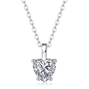 1-Carat Heart Shape Necklace GRA Certified Moissanite Diamond Sterling Silver